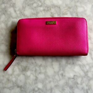 Kate Spade zipper Bright Pink wallet.
